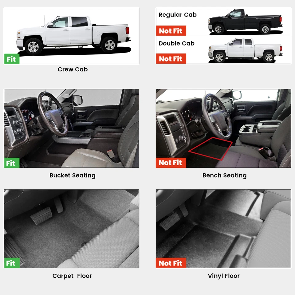 Floor Mats for Chevrolet Silverado & GMC Sierra 1500 / 2500HD / 3500HD 2015-2018 - Image 2 of 4