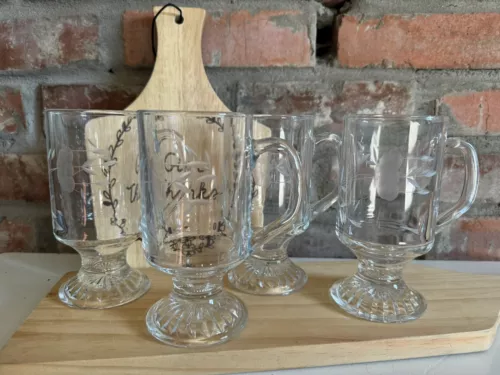 6 PRINCESS HOUSE HERITAGE CRYSTAL HOT BEVERAGE PEDESTAL MUGS New Used Condition
