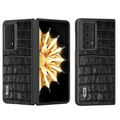 Für Honor Magic V2 ABEEL Krokodile Textur Echt Leder Handy Tasche Hülle