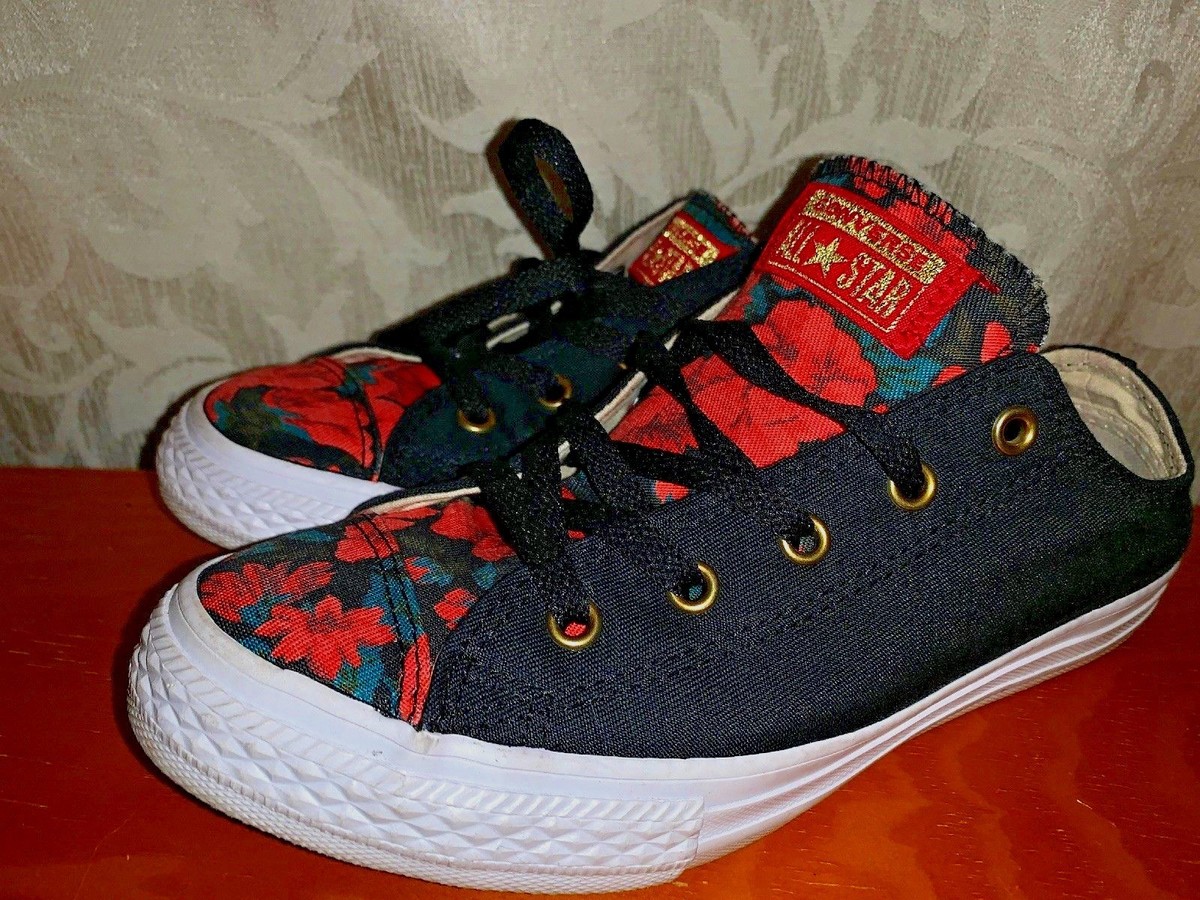 CONVERSE ALL STAR Skate VALENTINE ROSES Black Sneaker Athletic Shoes Sz  👣b11