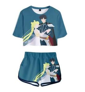 Sailor moon Cosplay Anime Manga T-Shirt & Strand Beach Shorts Boardshort 2er Set