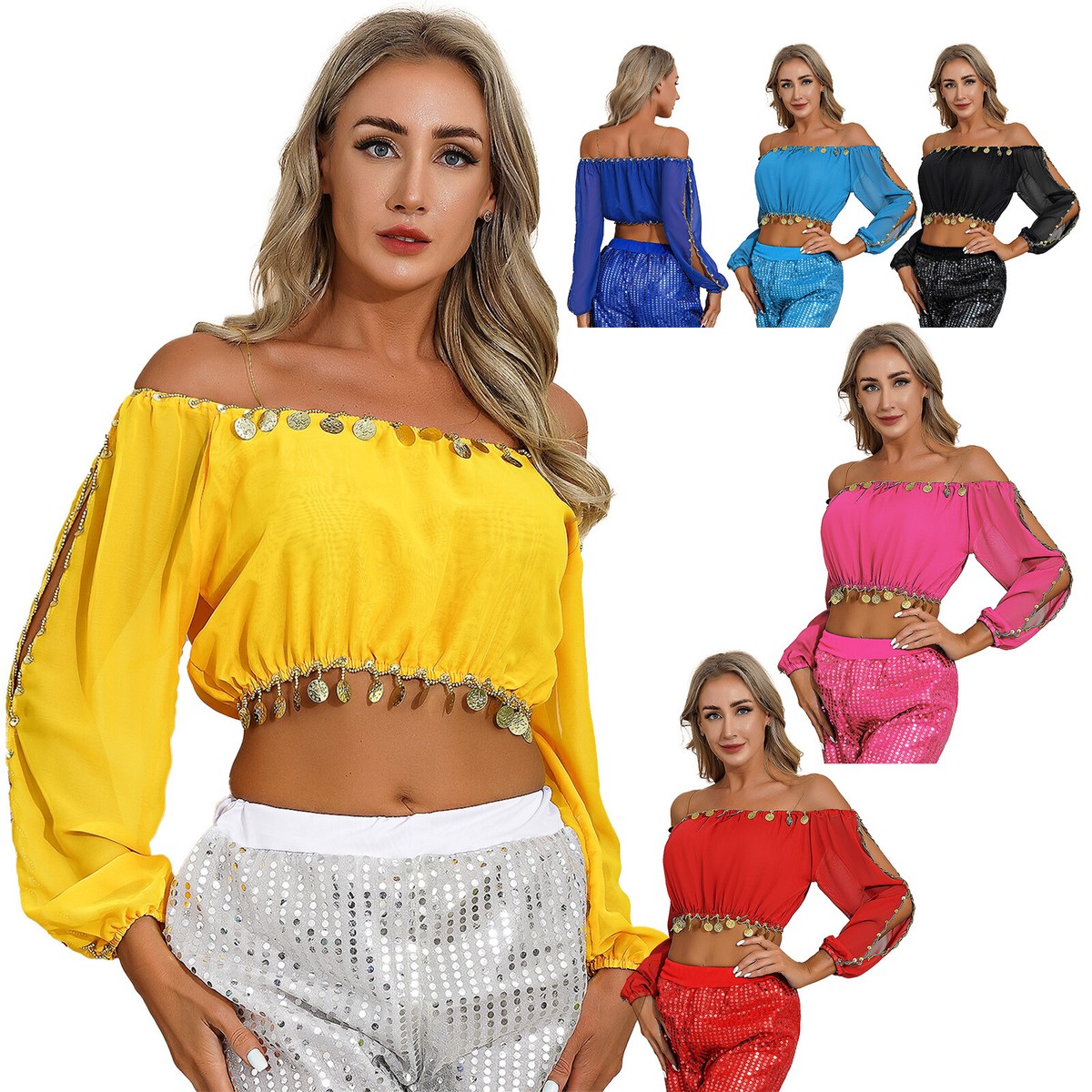 Chiffon Cold Shoulder Standing collar Bowknot Blouses Chiffon Cold Shoulder Standing collar Bowknot Blouses