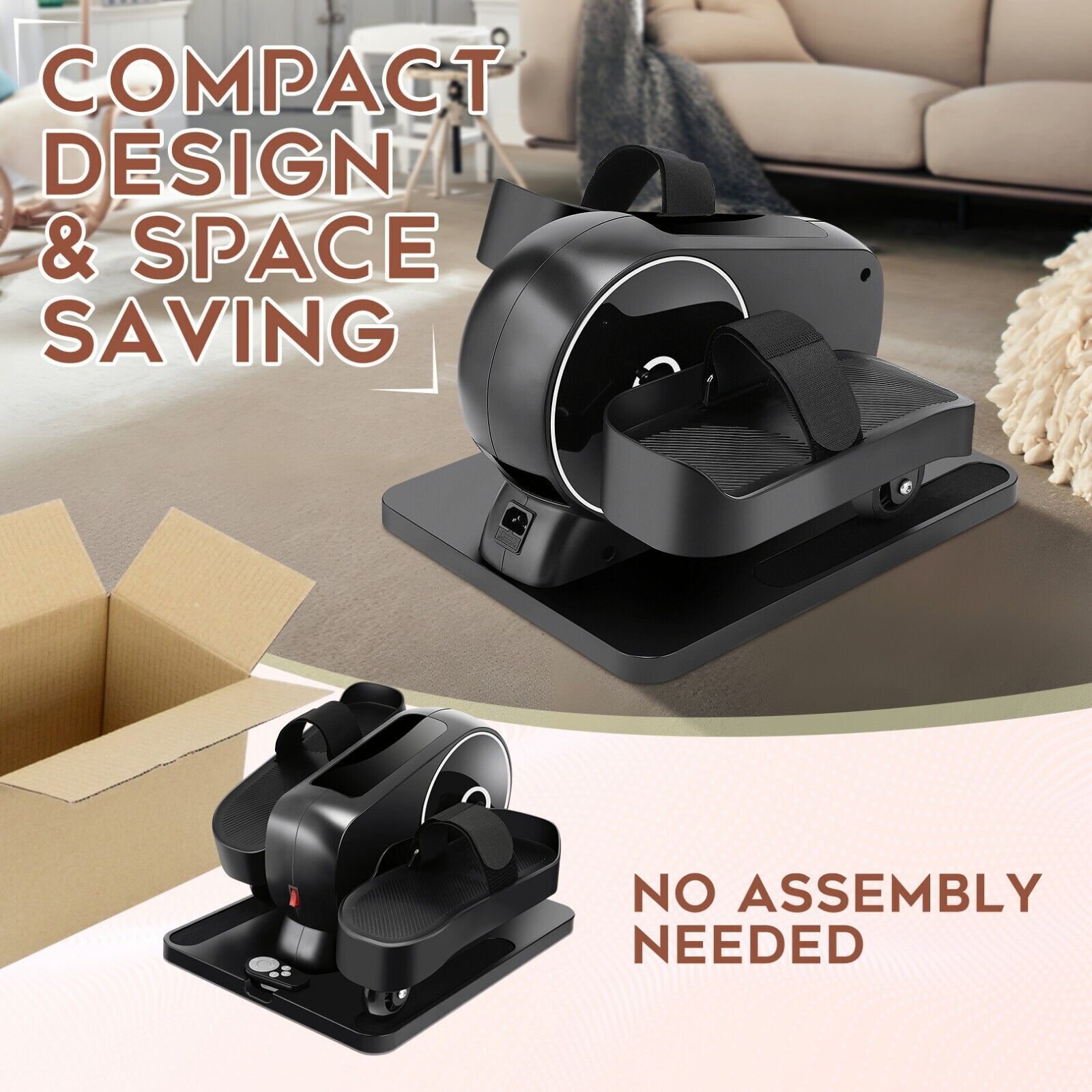 Under Desk Elliptical Machine,Electric Pedal Bike Exerciser Trainer LCD Display✅