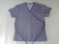 SB Scrubs scrub top Womens medium shirt Purple geometric squares Short Sleeve