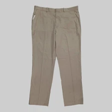 Perry Ellis Portfolio Men Beige Flat-Front Suit Trouser Dress Pants Size 34W 32L