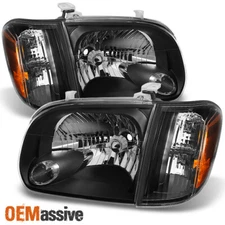 Fits 2005-2006 Tundra Double | Crew Cab [Black] Headlights w/ Corner Lights Pair