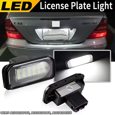 For Mercedes W203 Sedan C209 R230 C CLK SL Class LED License Plate Lights White