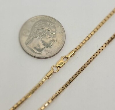 Authentische 14K massive Gelbgold Box Kette Halskette 1mm-2,5mm alle Größen 16''-30''