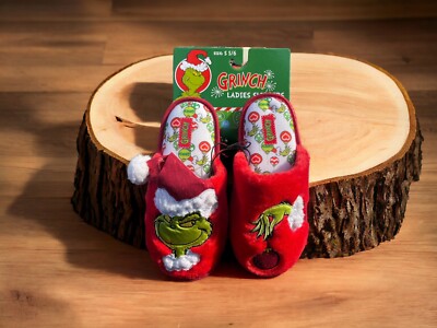 Dr. Seuss How The Grinch Stole Christmas Women's Holiday Slippers - Size S 5/6