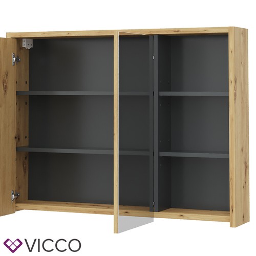 VICCO armario con espejo VIOLA roble - armario con espejo con 2 puertas y estant - Imagen 6 de 8