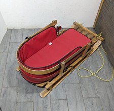 Vintage L.L. Bean Kids 40" Large Wood Pull Sled with Cushion Pad - LL