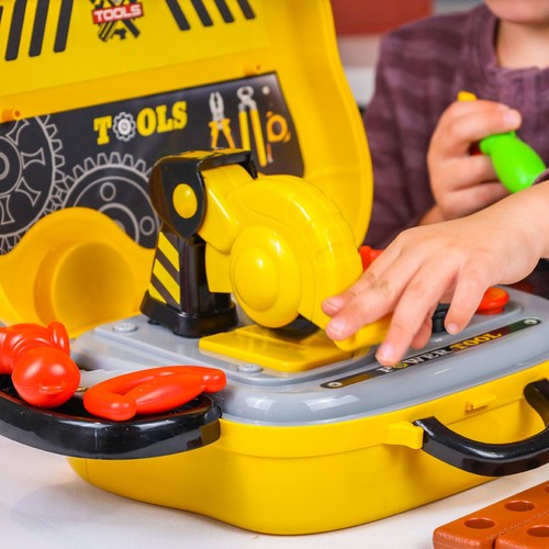 Kidplokio 28pc Construction Toys Tool Box Work Bench Playset for Boys, Ages 3 - Picture 6 of 10
