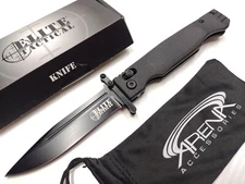 Ball Bearing Pivot Axis Lock Pocket Knife Black G10 Tip Up D2 Steel Swing Guard