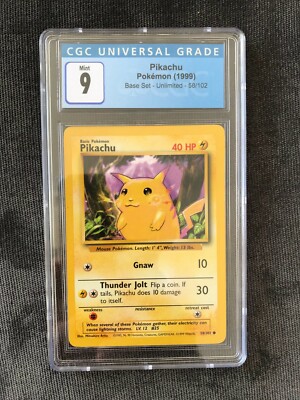 1999 POKEMON PIKACHU Base CGC 9 =PS9 =BGS9 Mint Game Most Famous