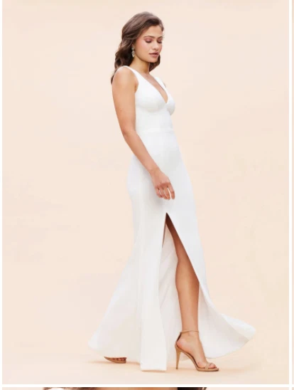 OFF WHITE ABITO LA POPOLAZIONE SANDRA SCOLLO A V BIANCO SPORCO COSCIA SPACCO ALTO ABITO VESTITO XS=2 4