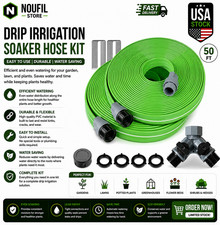 Heavy Duty Sprinkler Soaker Hose 50 FT (25FT X 2Pack) | Flat Garden Hose with Ho