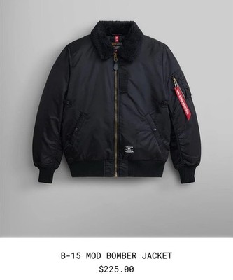 Alpha Industries B-15 MOD Bomber Jacket (Black, Small)