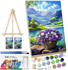 Paint by Numbers Kit for Adults with Frame Landscape Paint by Number with Easel