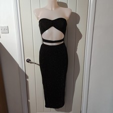 Pretty Little Thing Cut Out Sparkle Glitter Dress Size 10