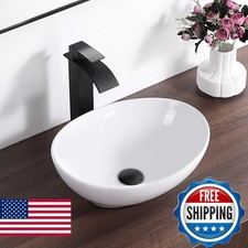 KARAMAG 16"x13" Oval Ceramic Vessel Sink Above Counter White