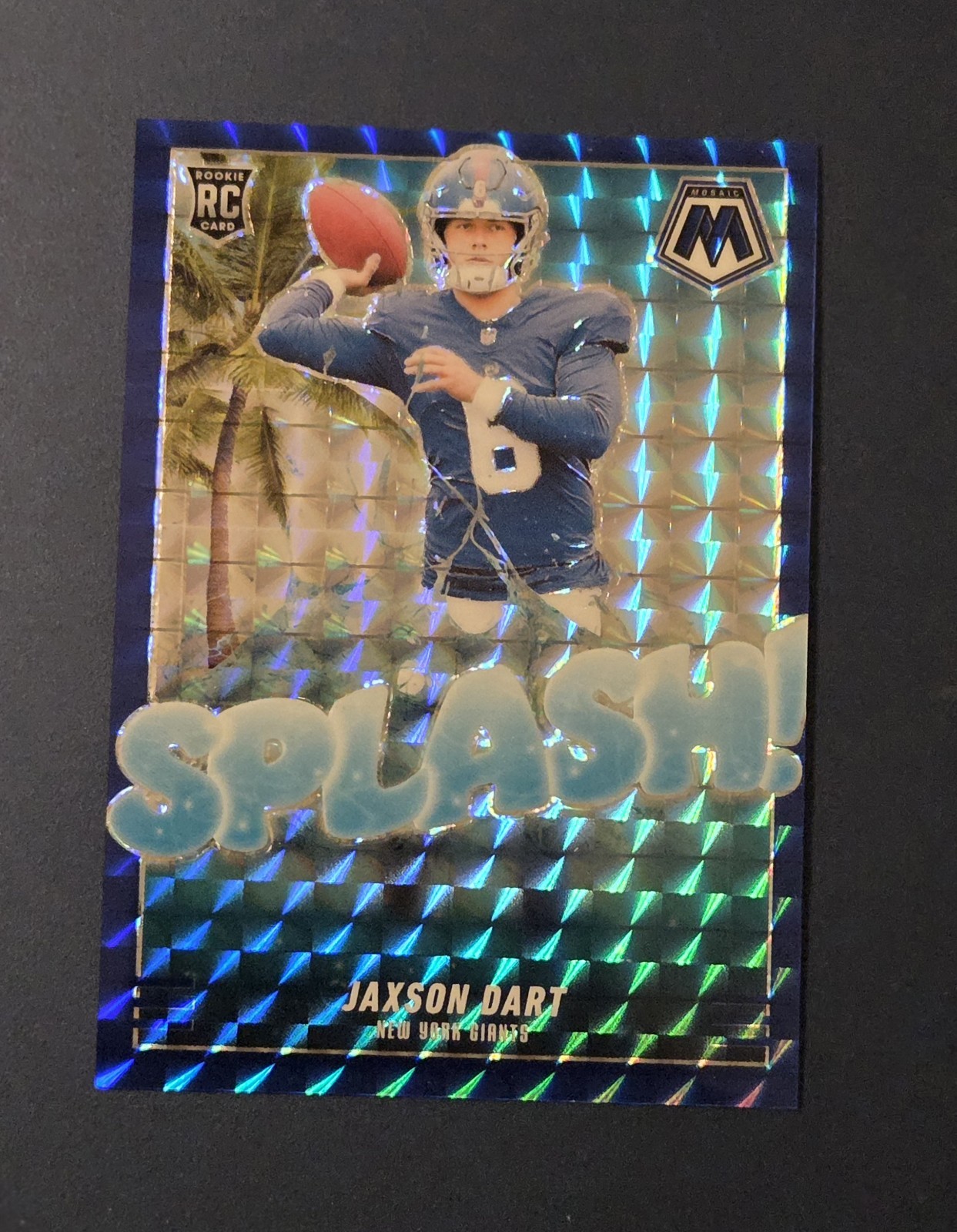 2025 Panini Mosaic Jaxson Dart Splash Blue Mosaic Prizm /99