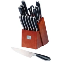 Premium Kitchen Knife Set with Cherry Stain Block Chicago cutlery Belden