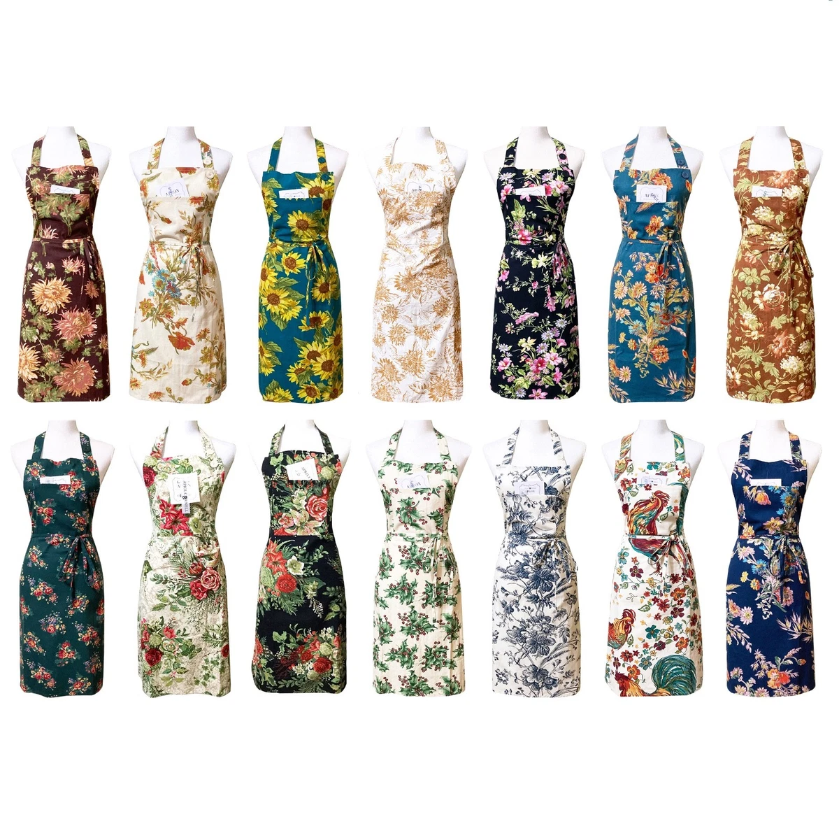 April Cornell Green & Purple Lilac Floral Chef Apron – 100% Cotton, One Size – NWT