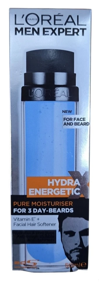 6 X L'Oréal Men Expert Hydra Energetic Face & Beard Moisturiser 50mL Vitamin E - image 3 of 3