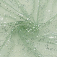 Glitter Tulle Fabric, Sage Green Silver Glitter Metallic Foil Sheer Netting Spar