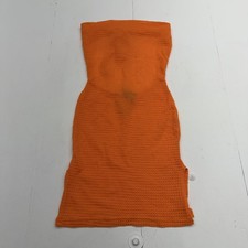 PrettyLittleThing Dress Womens 4 Orange Textured Sheer Mesh Halter Bodycon Mini