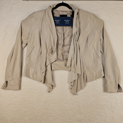 Rock & Republic XL Cardigan Jacket Gold Sheen Shoulder Pads Blazer Chic Moto