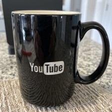 Vintage Early YouTube  Logo Black Ceramic Coffee Tea Mug Cup Made In USA