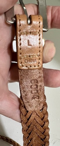 Vtg Hibiscus Trim Buckle Braided Faux Leather Belt Women's Size Large Clean EUC - Picture 4 of 4