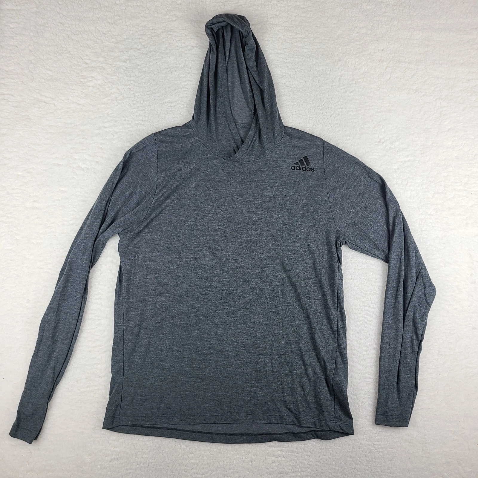 Adidas Hoodie Mens Medium Dark Gray Flee Lift Climalite Sweater Activewear