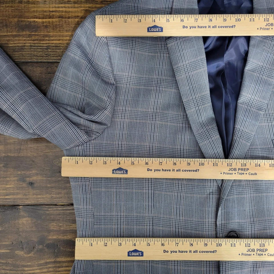 CLUB ROOM Men's Sport Coat Blazer Two Button Multi Color Plaid Poly Blend 46L - Image 2 of 4