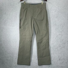 Eddie Bauer Fleece Lined Pants Mens 32x30 Tech Chino Hiking Camping Green Nylon