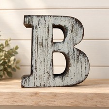 Rustic Distressed Wood Letter B Wall Decor Farmhouse White Weathered 6 Inch