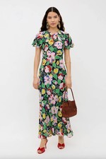 RIXO Aryella Silk Midi Dress