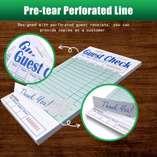 Guest Check Books 10 Pack 500 Sheets Server Note Pads Waitress Order Pad - Picture 3 of 7