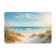 Beach Metal Wall Decor Sign 8x12 inch Ocean Landscape Art for Home