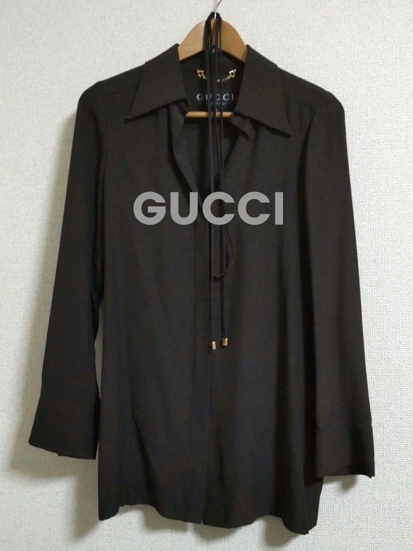 GUCCI Chemisier Chemise Femme Manches Longues avec Ceinture String Femme F/S du Japon