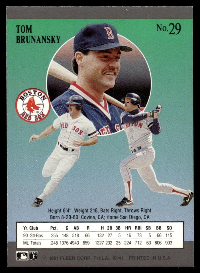1991 Ultra #29 Tom Brunansky - Image 2 of 2