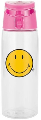 Zak Designs SMILEY Trinkflasche, transparent/ fuchsia, 75 cl