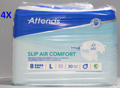 4x Attends Slip Air Comfort 8 Inkontinenzslips Größe L 30 Stück Neu OVP