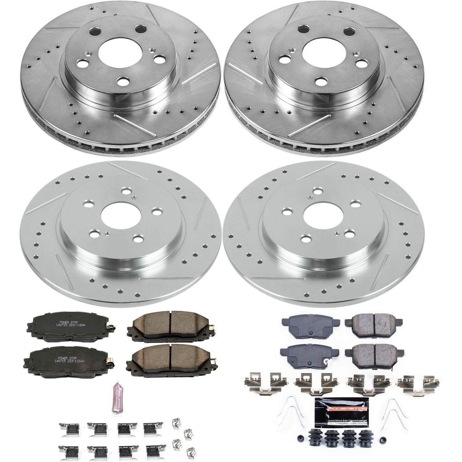 Power Stop K6487 Z23 Evolution Sport Performance 1-Click Brake Kit Front And Rea