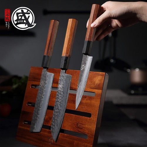 MITSUMOTO SAKARI Japanese Magnetic Knife Holder, 12.5Inch Acacia Wood Double ... - Picture 4 of 8