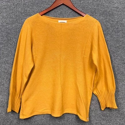 Ottod Ame Anthropologie Women US 4 Mustard Yellow Sweater Romantic Classic Italy