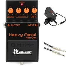Boss HM-2W Waza Craft Heavy Metal Distortion Pedal with Power Supply and Cable