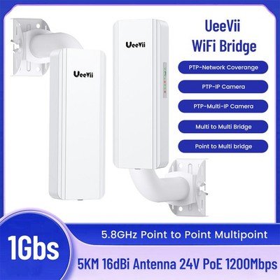 5.8G 5KM Range Extender Wireless WIFI Bridge Wlan Access Point POE WLAN Repeater
