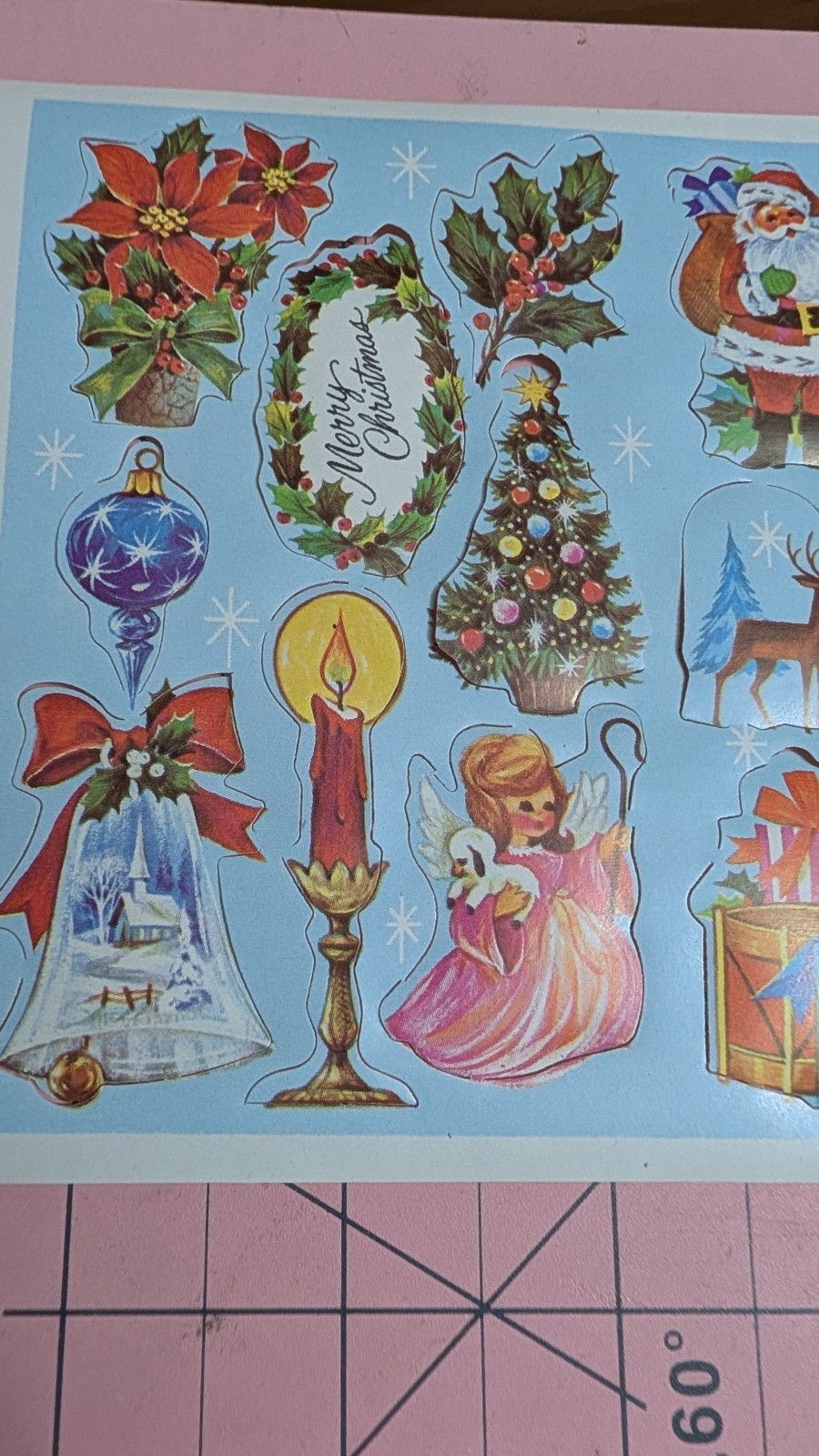 Vintage Christmas Stickers Gummed Seals Lot Of 4 Sheets